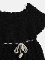 Thumbnail for Chutput Kids Woollen Hand Knitted Full Sleeves Cardigan With Short Sleeves Flower Work Dress - Grey - Distacart