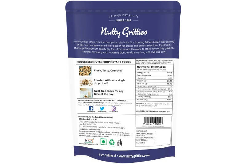 Nutty Gritties Southern Pepper Cashew Nuts - Distacart