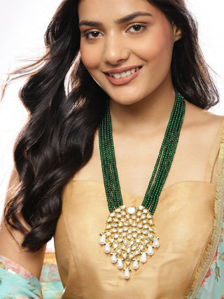 Gold-Toned Green Brass Gold-Plated Necklace - Ruby Raang - Distacart