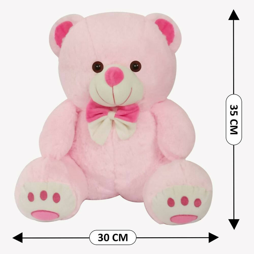 Webby Plush Cute Sitting Teddy Bear Soft Toys With Neck Bow And Foot Print, Pink - Distacart