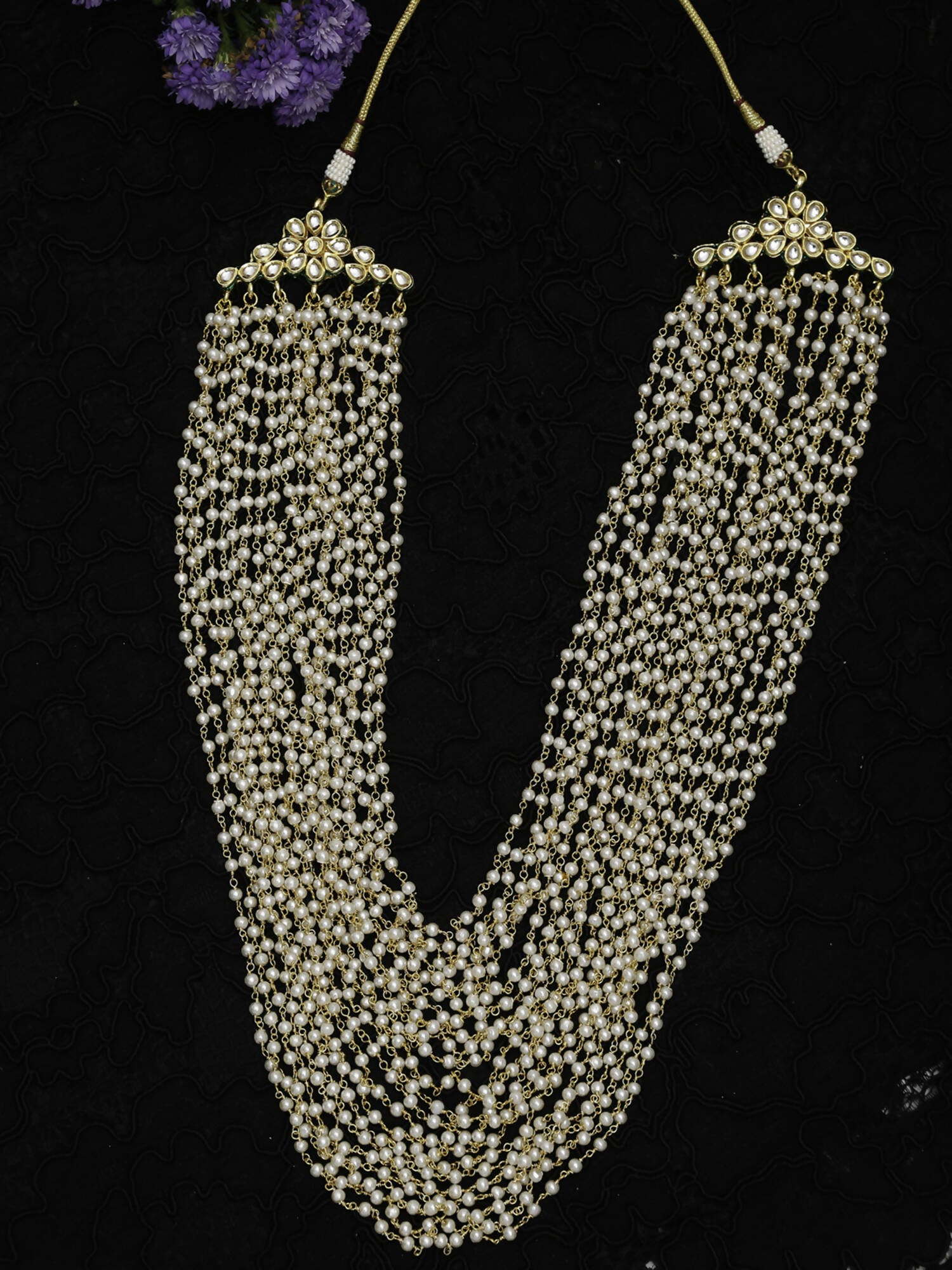 Gold-Toned White Gold-Plated Pearls Layered Handcrafted Necklace - Ruby Raang - Distacart