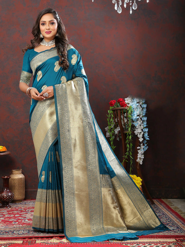 Lorenvalley Fashion Rama Soft Silk Woven Design Gold Zari Weaving Saree - Distacart