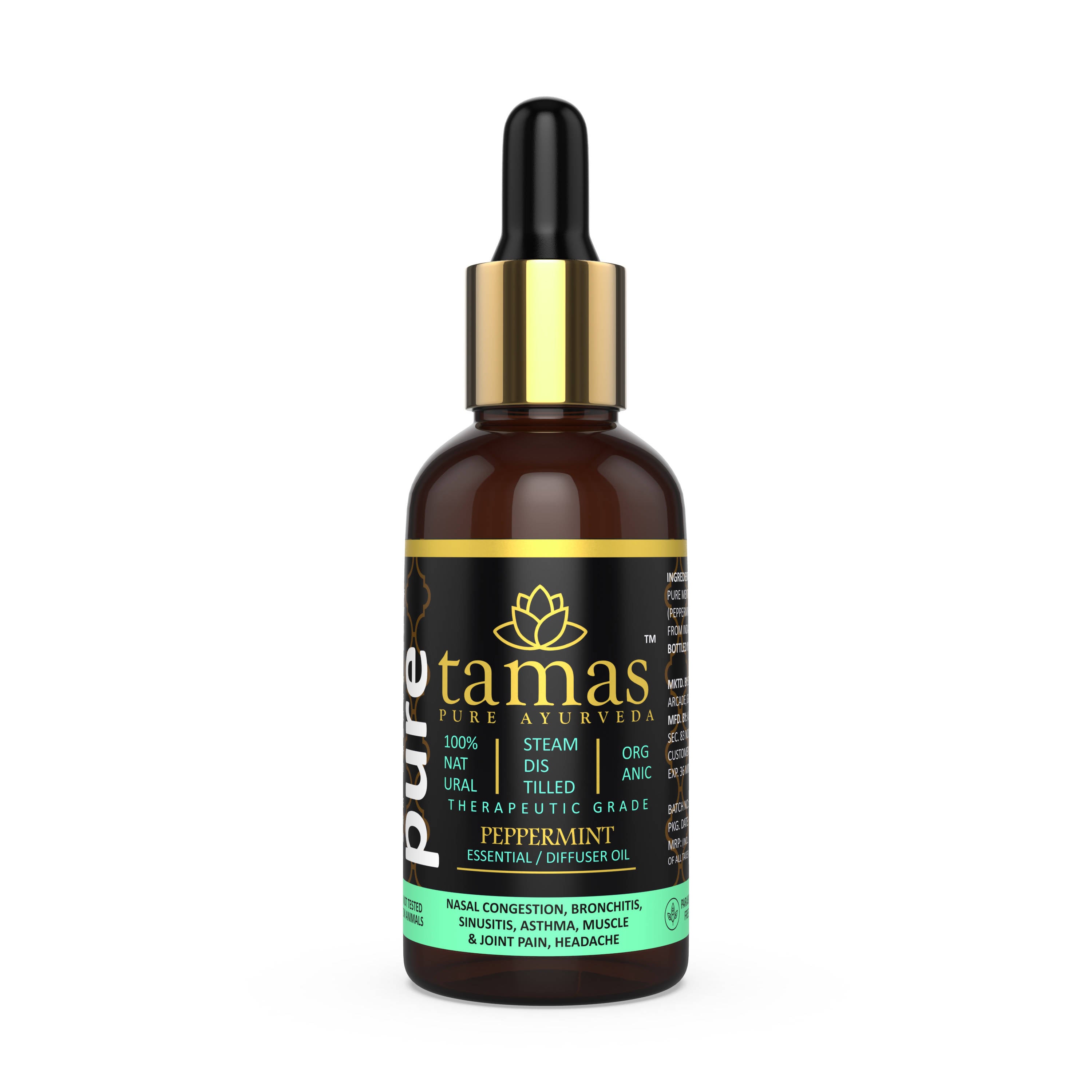 Tamas Pure Ayurveda 100% Organic Peppermint Essential Oil - USDA Certified Organic - Distacart