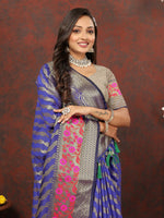 Thumbnail for Lorenvalley Fashion Purple Soft Silk Woven Design with Zari Weaving Leheriya Design Saree - Distacart