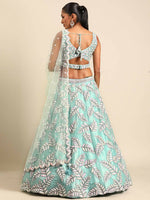 Thumbnail for House of Panchhi Turquoise Blue Organza Sequins & Zarkan embroidery Lehenga choli & Dupatta - Distacart