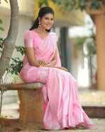 Thumbnail for DEIANA'S Beautiful Golden Jari with New Design Soft Lichi Silk Saree - Baby pink - Distacart