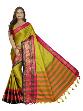 Vamika Banarasi Silk Mehandi Green Weaving Saree