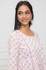 Thumbnail for Myshka Women White Floral Rayon Straight Round Neck Kurtas - Distacart