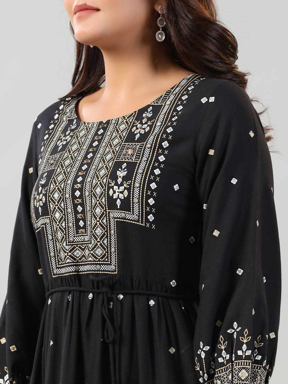 Juniper Women Black Rayon Printed Short Tiered Dress - Distacart