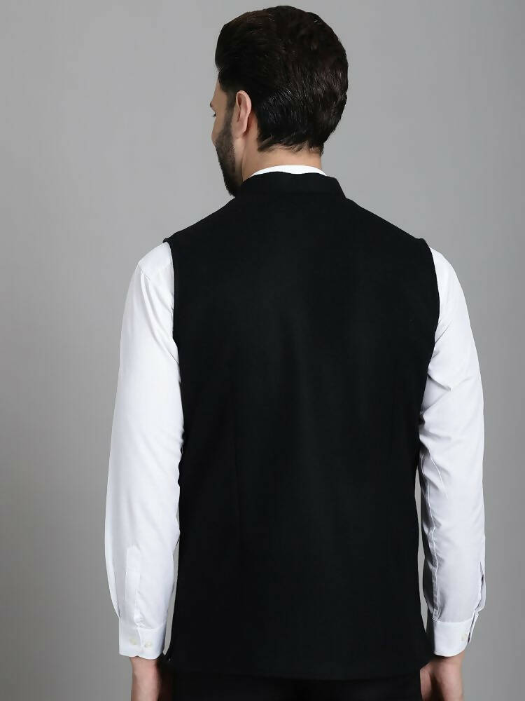 Even Apparels Nehru Jacket With Welt Pockets - Black - Distacart