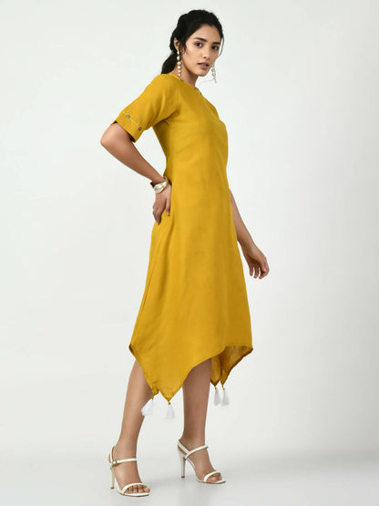 Myshka Women's Mustard A-Line Solid Kurta - Distacart
