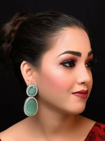 Thumbnail for Smart Dangler Earringss With Rhino Stone Border Mint Green Earrings For Women and Girls By House of Ree - Distacart