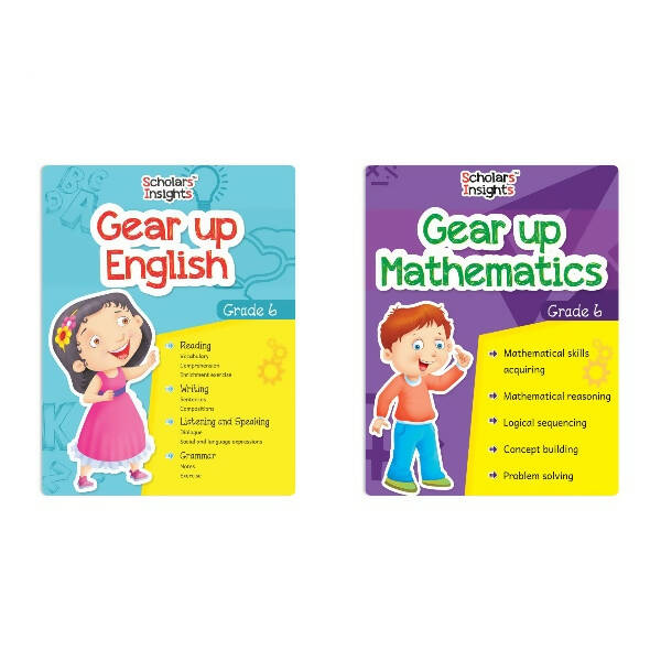 Scholars Insights Gear Up English & Maths Grade 6 Books Set Of 2 Grammar Skills, Maths Logical Reasoning, Problem Solving Book| Ages 11-12 Years - Distacart