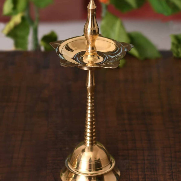 CraftVatika Gold-Toned Fancy Kerala Diya Oil Lamp Stand For Puja Diwali - Distacart