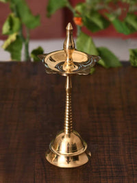 Thumbnail for CraftVatika Gold-Toned Fancy Kerala Diya Oil Lamp Stand For Puja Diwali - Distacart