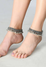 Thumbnail for Mominos Fashion Kamal Johar Oxidised Silver Traditional Wear Anklets