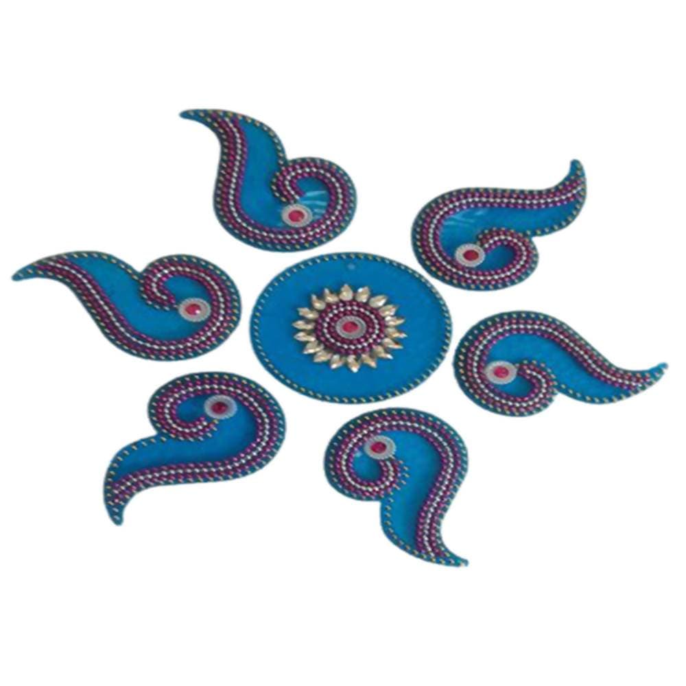 Kundan HandiKrafts Handcrafted Light Skyblue Colour Kundan Rangoli - Distacart