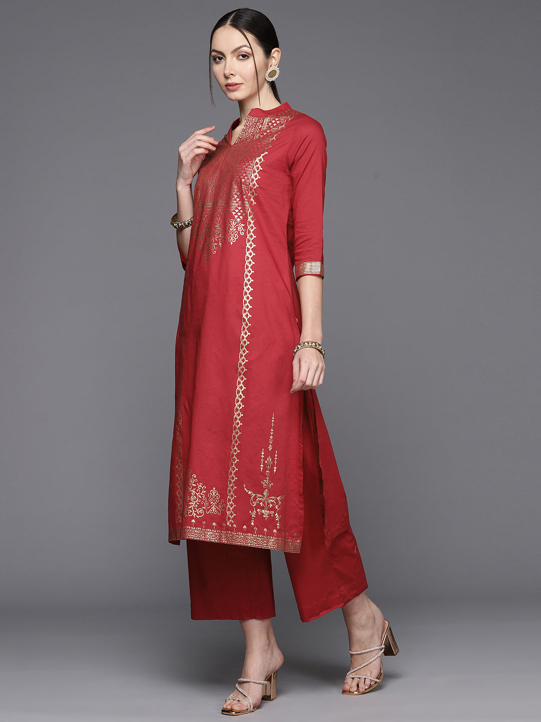 Biba Women Ethnic Motifs Printed Regular Pure Cotton Kurta with Trousers & Dupatta - Distacart