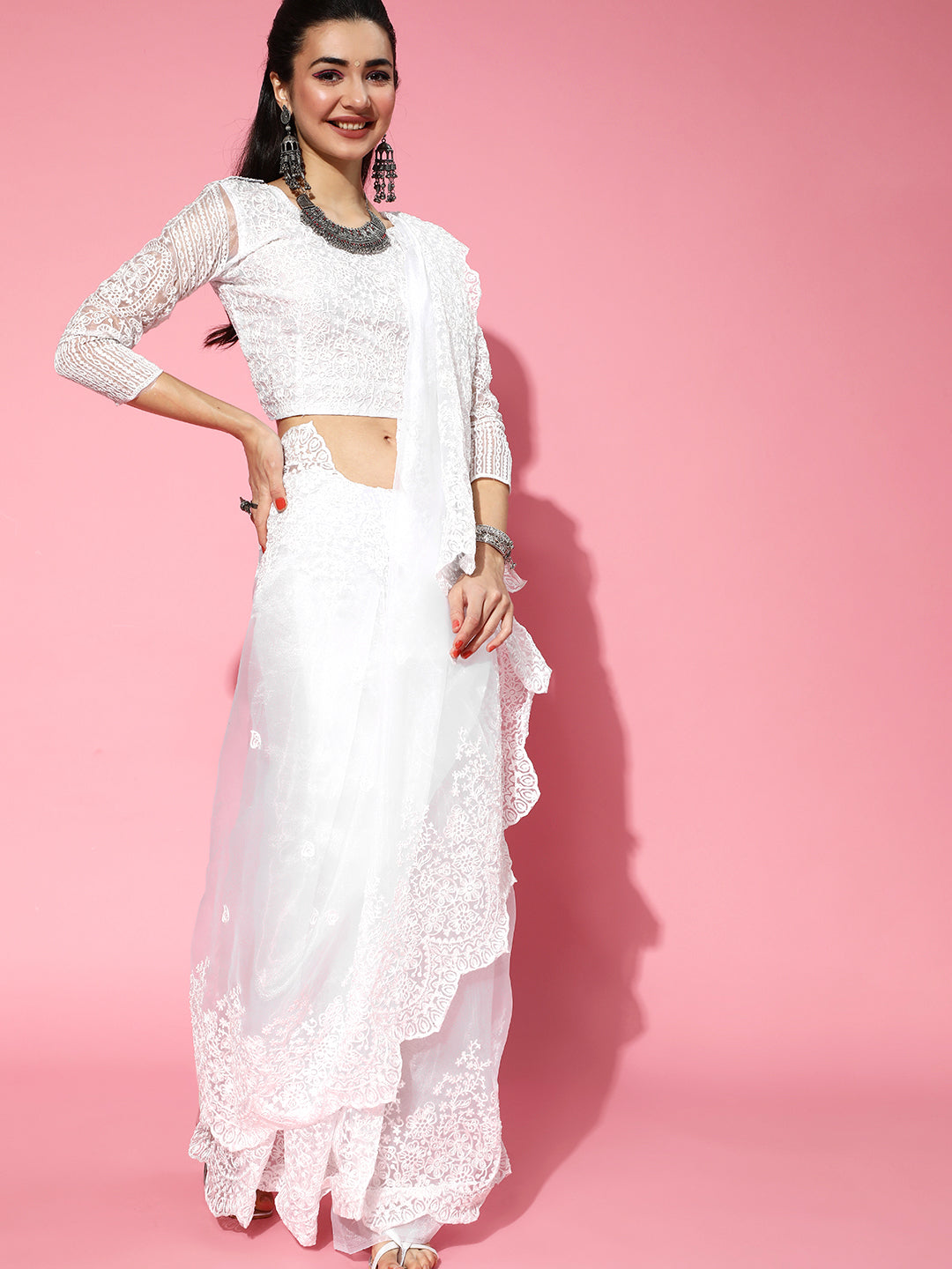 Mitera Ethnic Motifs Saree with Embroidered Border - Distacart