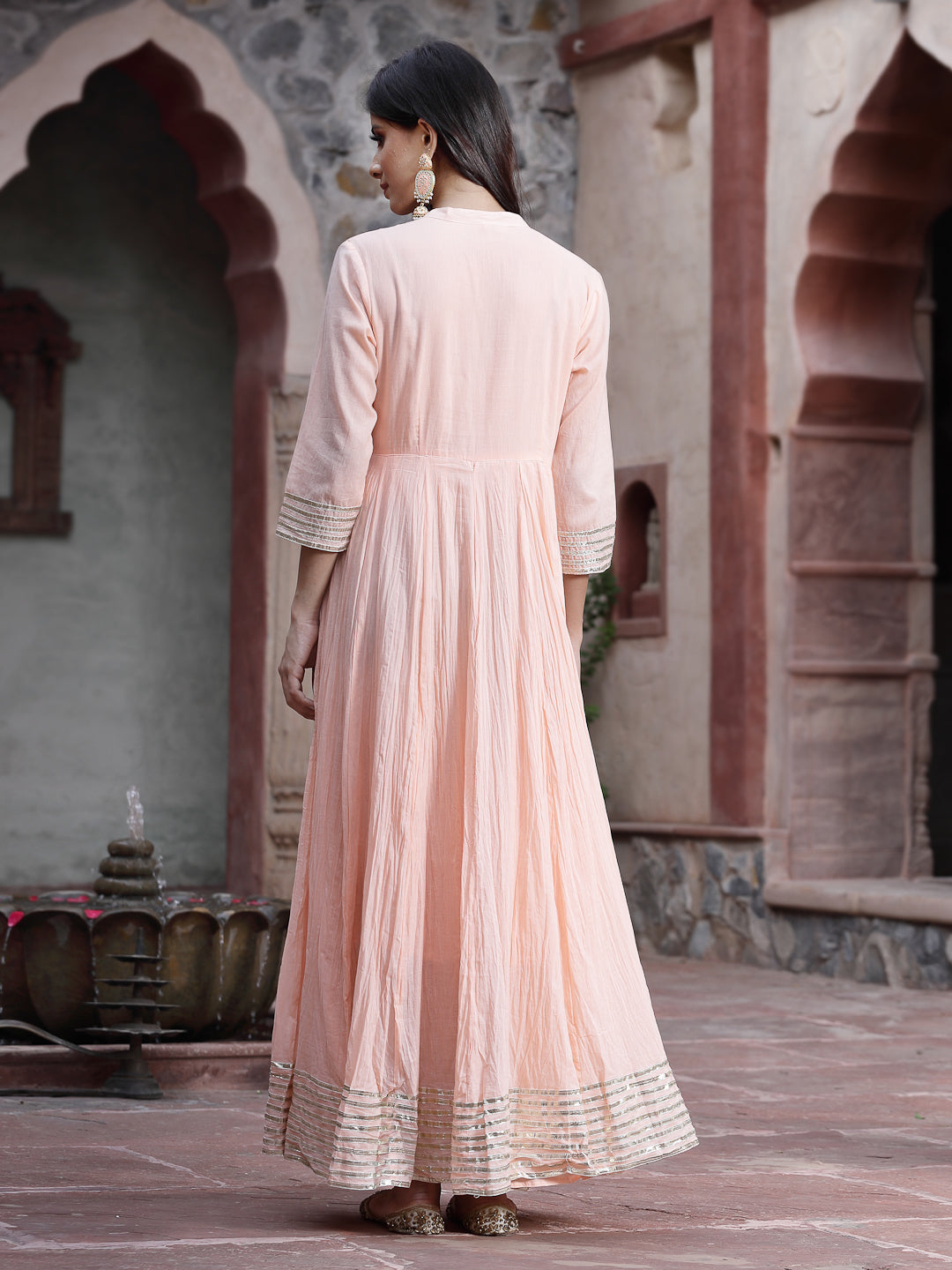 Juniper Women Peach Cotton Solid Flared Dress - Distacart