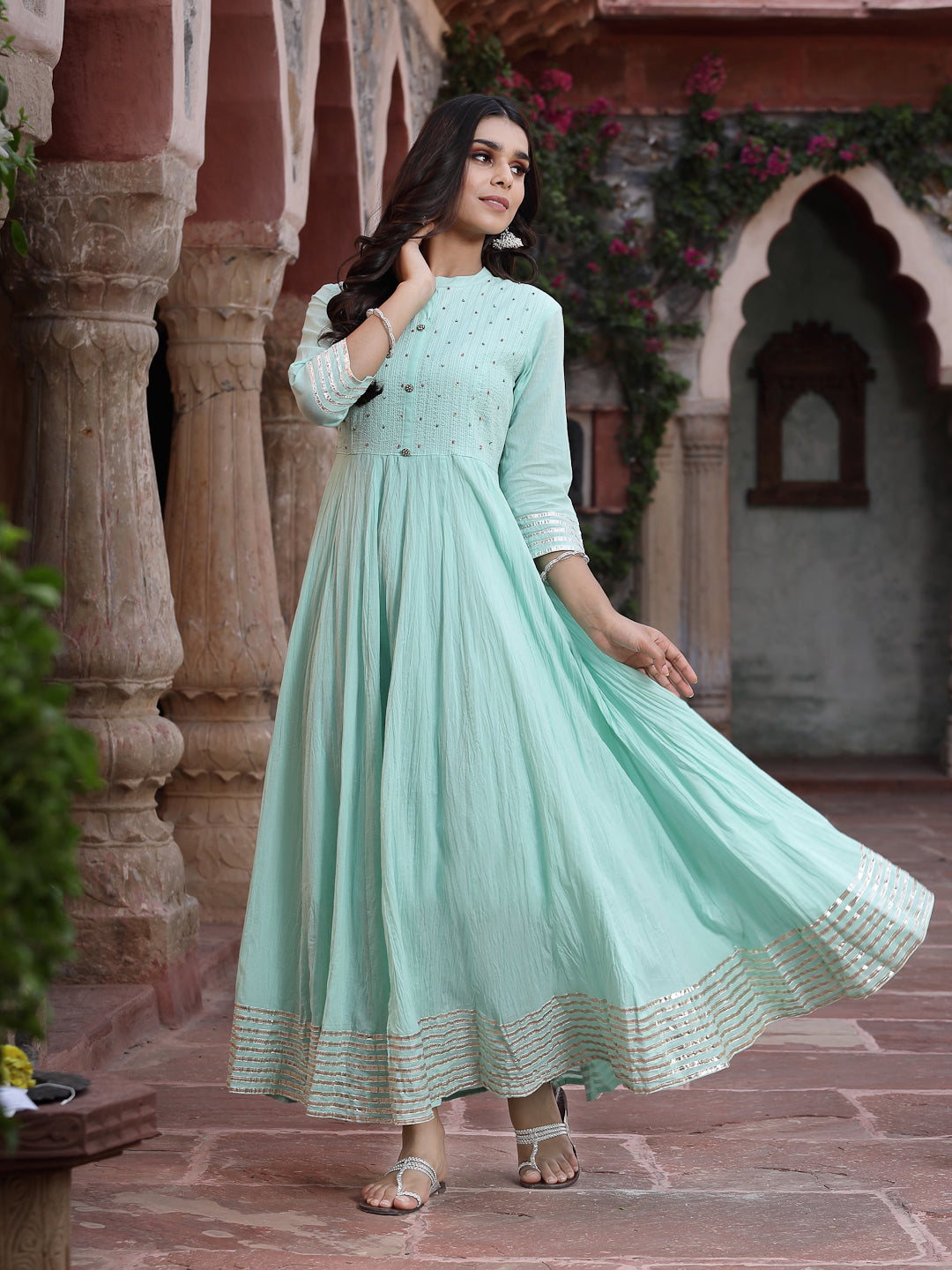 Juniper Women Sky Blue Cotton Solid Flared Dress - Distacart