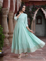 Thumbnail for Juniper Women Sky Blue Cotton Solid Flared Dress - Distacart