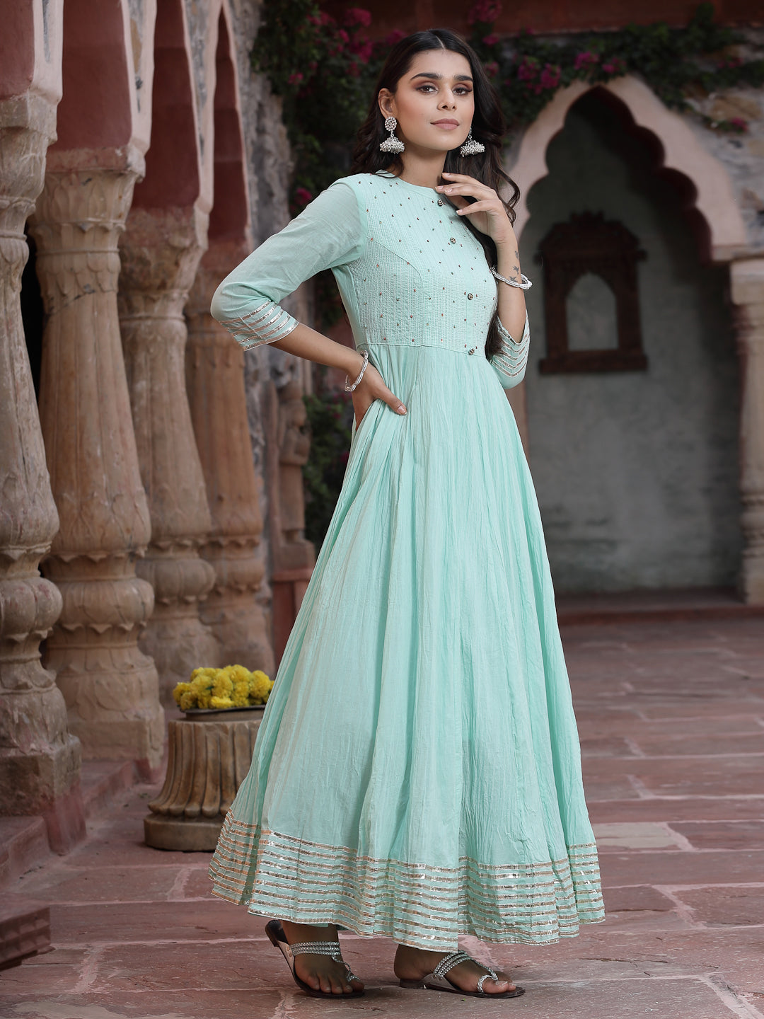 Juniper Women Sky Blue Cotton Solid Flared Dress - Distacart