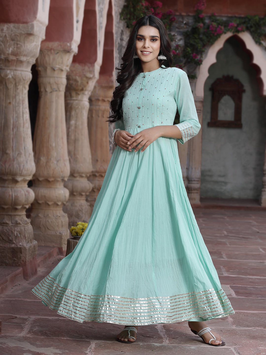 Juniper Women Sky Blue Cotton Solid Flared Dress - Distacart