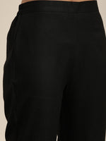 Thumbnail for Sangria Women Black Floral Yoke Design Regular Gotta Patti Kurta with Trousers & Dupatta - Distacart