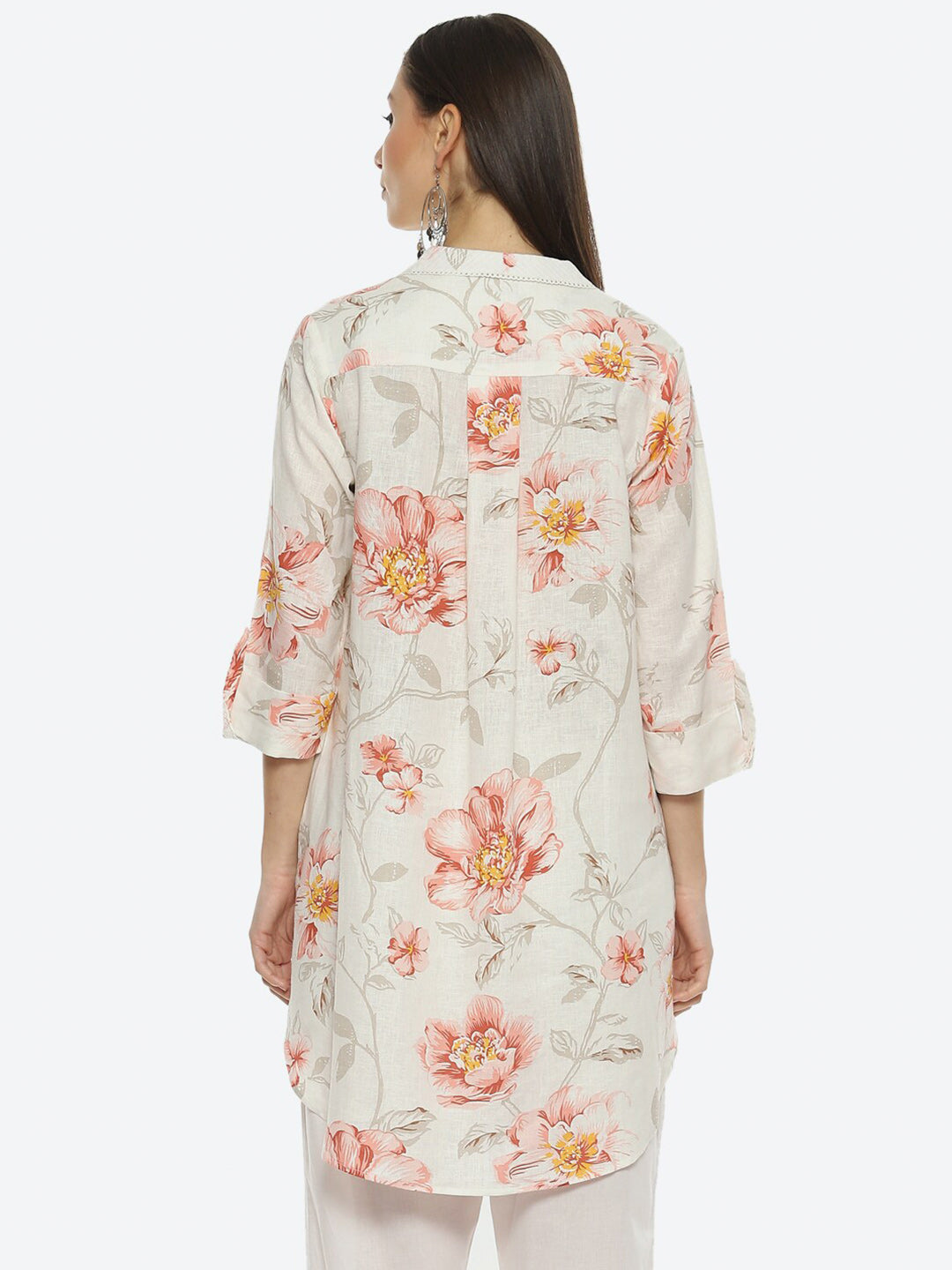 Biba Women Floral Printed Shirt Collar Kurta - Distacart