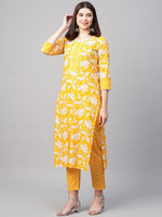Thumbnail for Kalini Floral Printed Straight Kurta With Trousers - Distacart