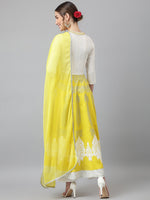 Thumbnail for Khushal K Ethnic Motif Embroidered Band Collar Thread Work Kurta with Palazzos & Dupatta - Distacart