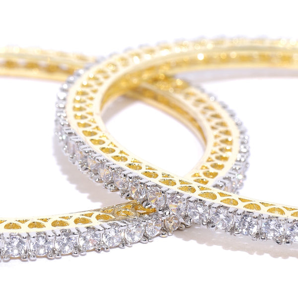 Gold-Plated Alloy Single Line American Diamond Bangle Set - The Pari - Distacart