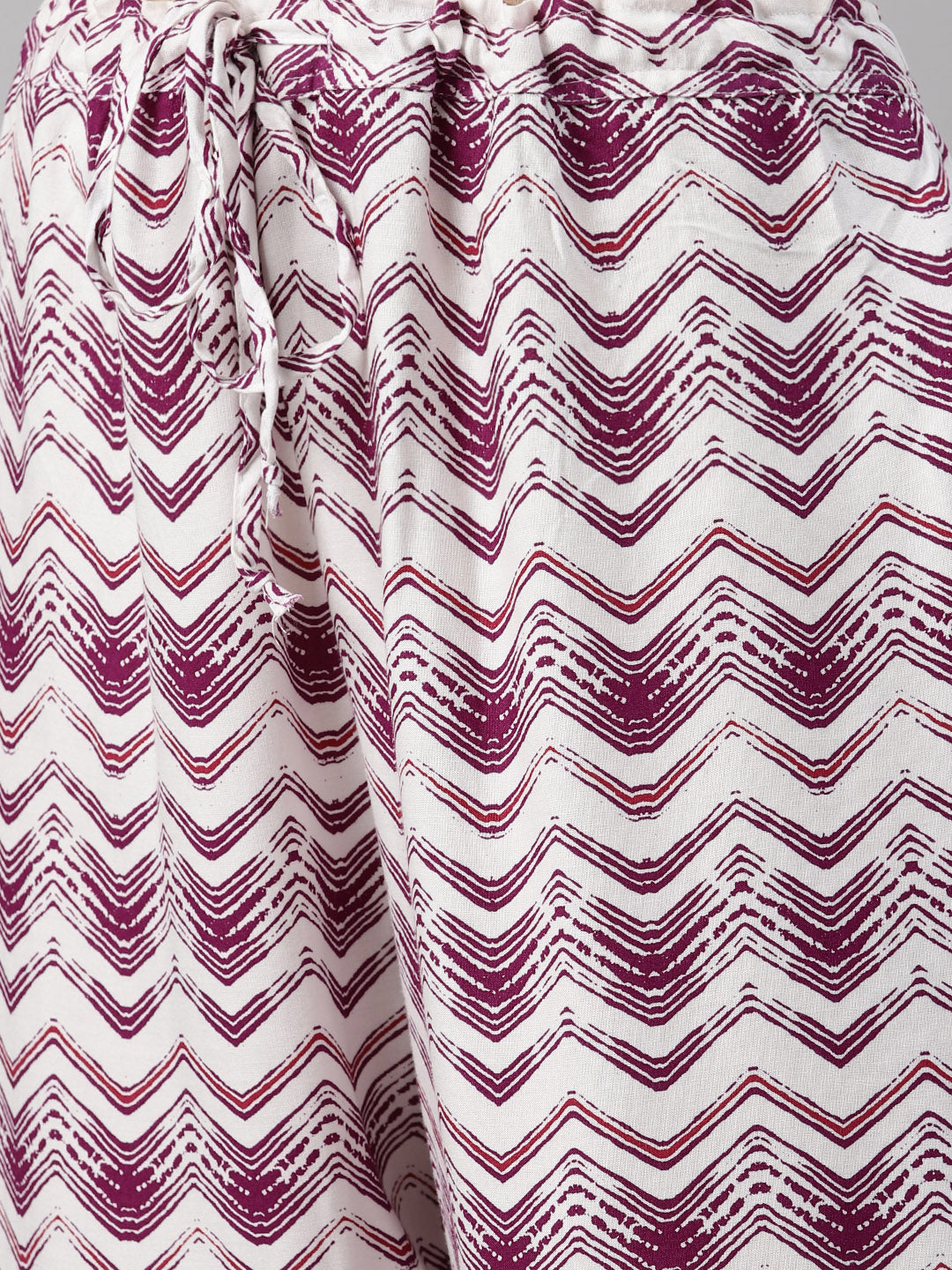 Biba Women Off-White & Magenta Printed Kurta with Palazzos - Distacart