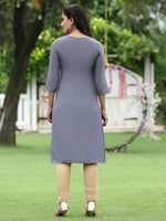 Thumbnail for Juniper Women Blue Rayon Festive Wear Embroidered Straight Kurta - Distacart