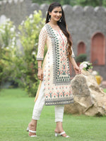 Thumbnail for Juniper Women Off-White Crepe Casual Wear Digital Printed Straight Kurta - Distacart
