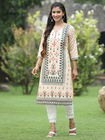 Thumbnail for Juniper Women Off-White Crepe Casual Wear Digital Printed Straight Kurta - Distacart