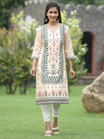 Thumbnail for Juniper Women Off-White Crepe Casual Wear Digital Printed Straight Kurta - Distacart
