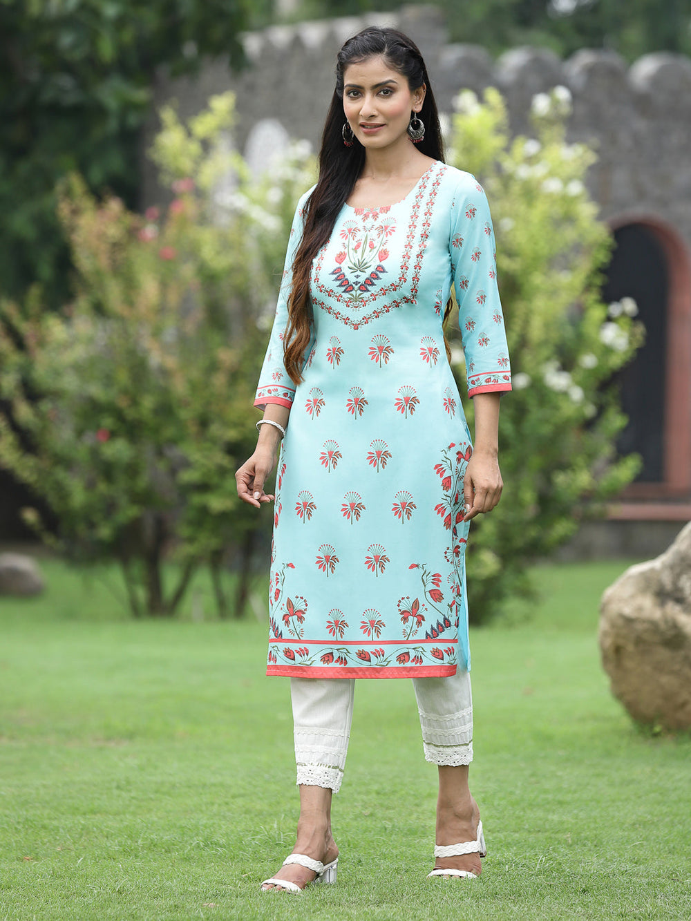 Juniper Women Green Crepe Casual Wear Digital Printed Straight Kurta - Distacart