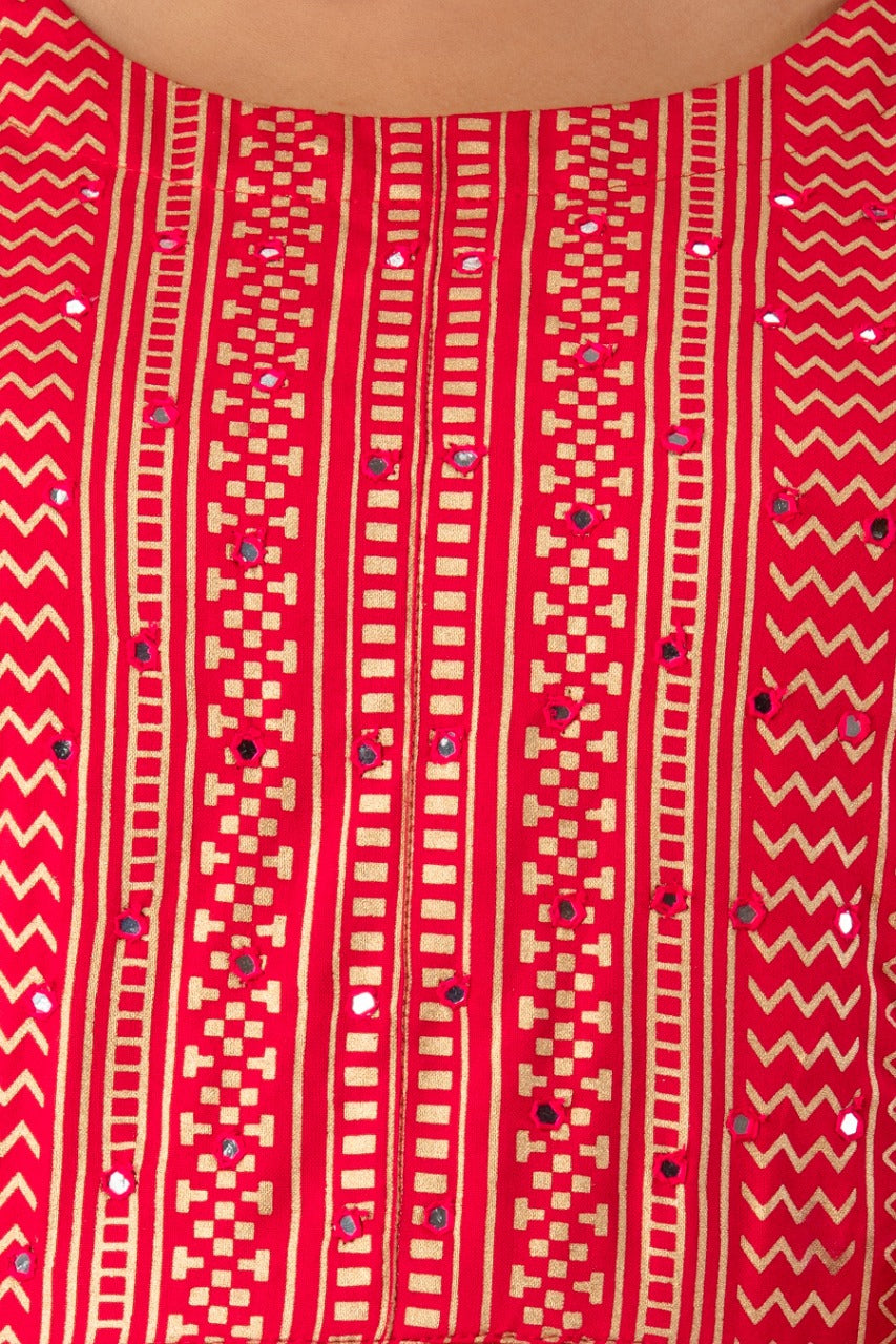 Juniper Fuchsia Rayon Festive Wear Foil Printed A-Line Long Dress - Distacart