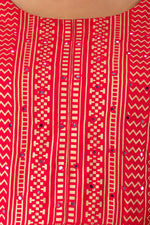 Thumbnail for Juniper Fuchsia Rayon Festive Wear Foil Printed A-Line Long Dress - Distacart