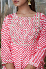 Thumbnail for Juniper Women's Pink Printed Flared Cotton Cambric Dress - Distacart