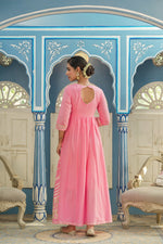 Thumbnail for Juniper Women's Pink Cotton Cambric Festive Wear Solid Gotta Work Dress - Distacart