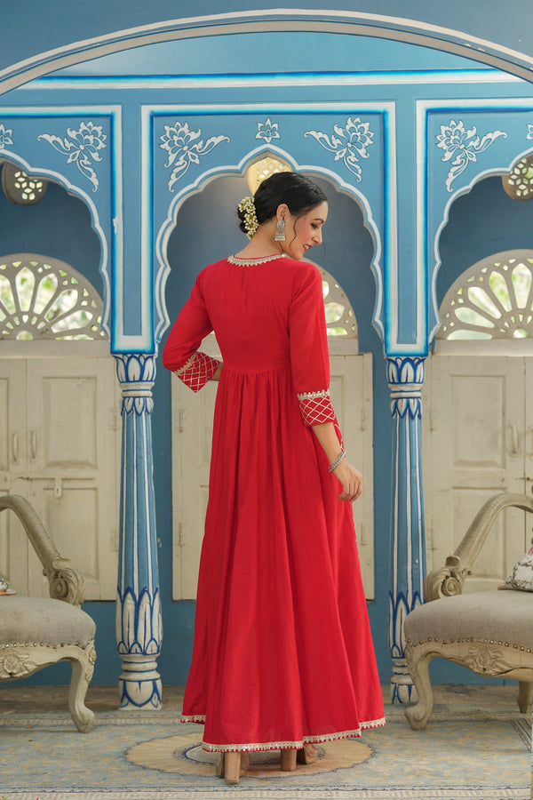 Juniper Women's Red Cotton Cambric Festive Wear Solid Gotta Work Dress - Distacart