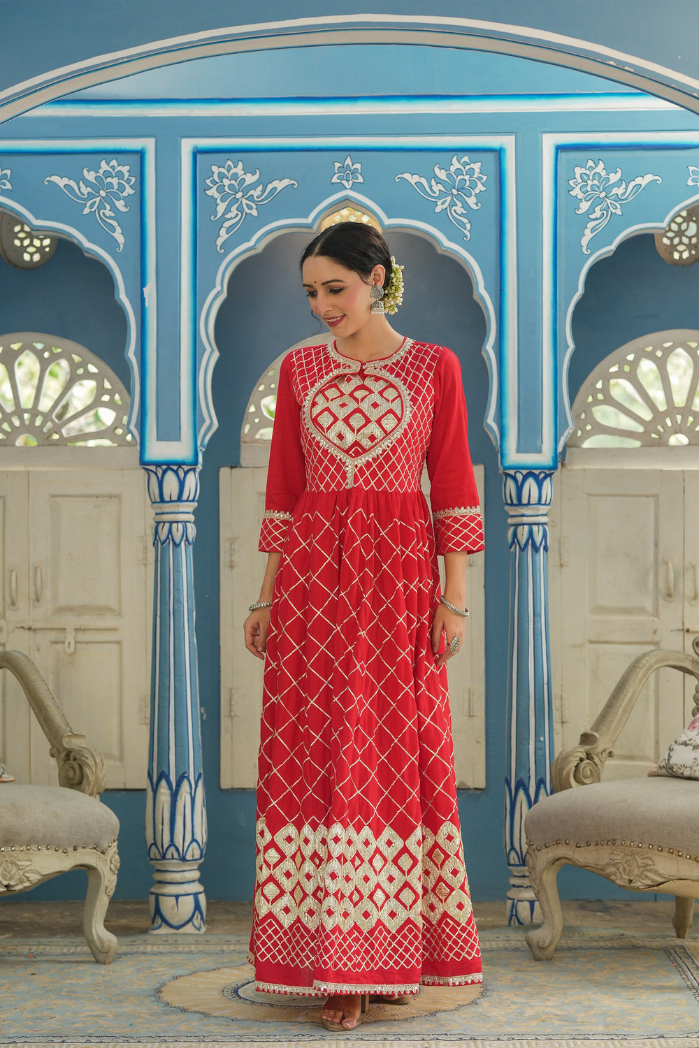 Juniper Women's Red Cotton Cambric Festive Wear Solid Gotta Work Dress - Distacart