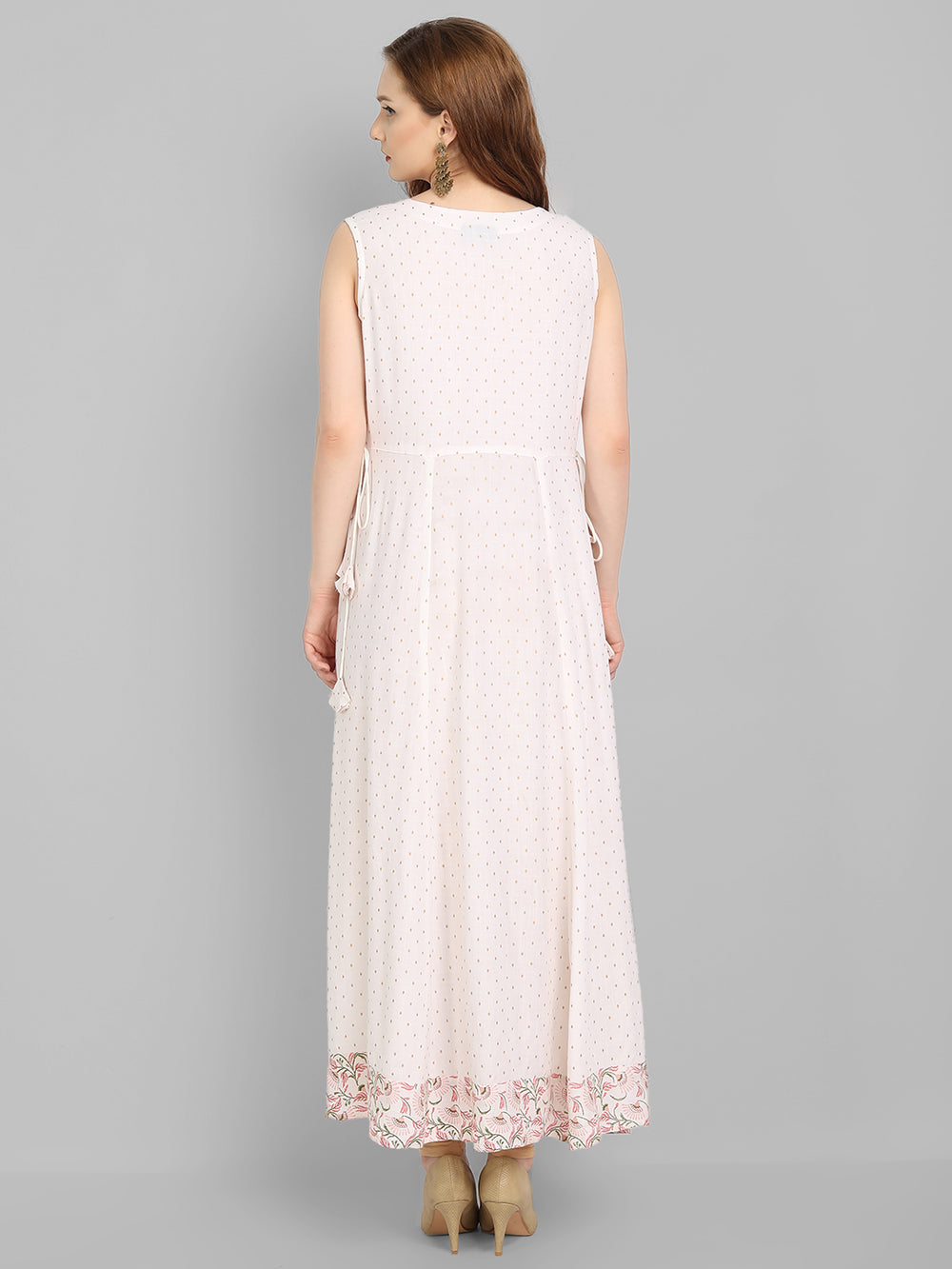 Juniper Women's Off White Rayon Printed Flared Dress - Distacart