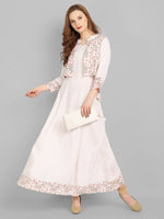 Thumbnail for Juniper Women's Off White Rayon Printed Flared Dress - Distacart