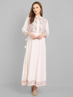 Thumbnail for Juniper Women's Off White Rayon Printed Flared Dress - Distacart