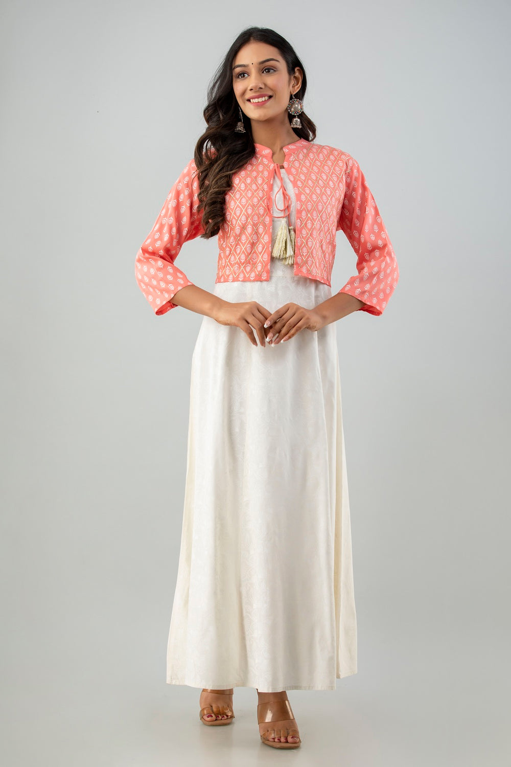 Juniper Women's White Pink Rayon Printed Flared Dress - Distacart