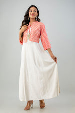 Thumbnail for Juniper Women's White Pink Rayon Printed Flared Dress - Distacart